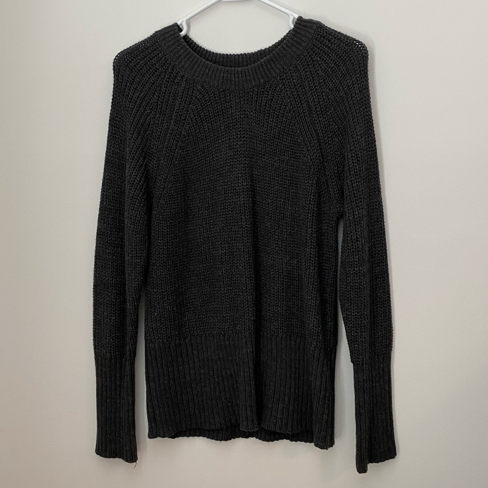 Universal Thread Charcoal Dark Grey Chunky Knit Crewneck Sweater